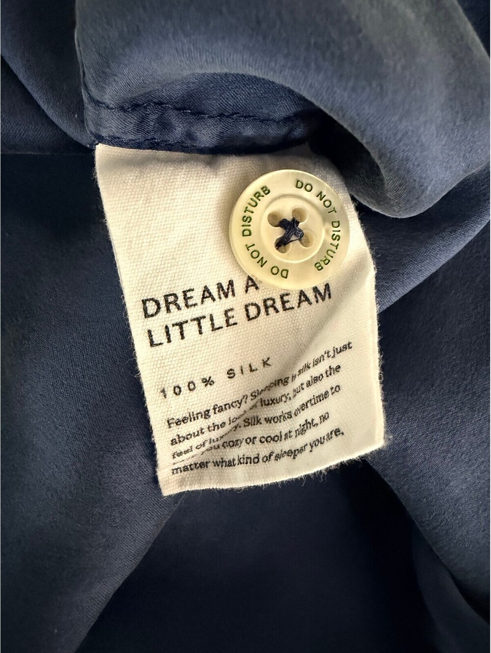 The Sleep Code 100% Silk Pajama Top Blue Contrast Trim Button Front Sleep Shirt - Picture 5 of 5